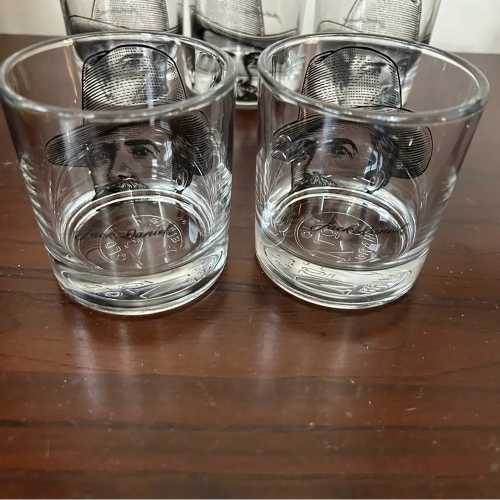 Five Jack Daniels low ball glasses with cowboy image - Picture 2 of 4